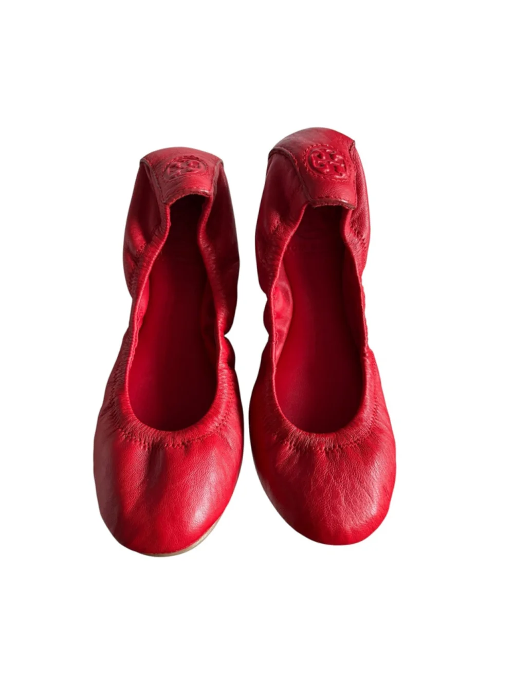 Tory Burch Cherry Red Leather Edie Mestico Ballet Flats Size 5